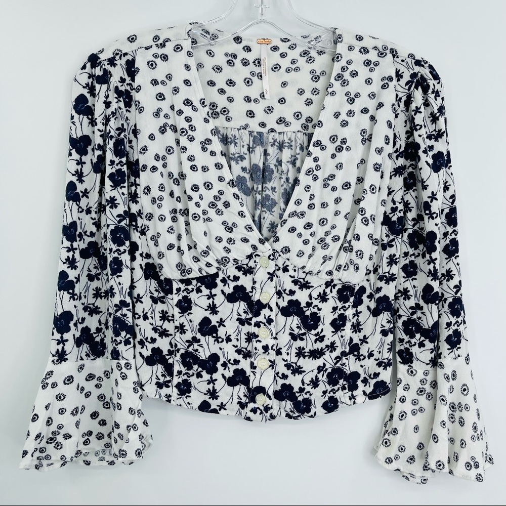 Free People lady bohemian blouse crop top